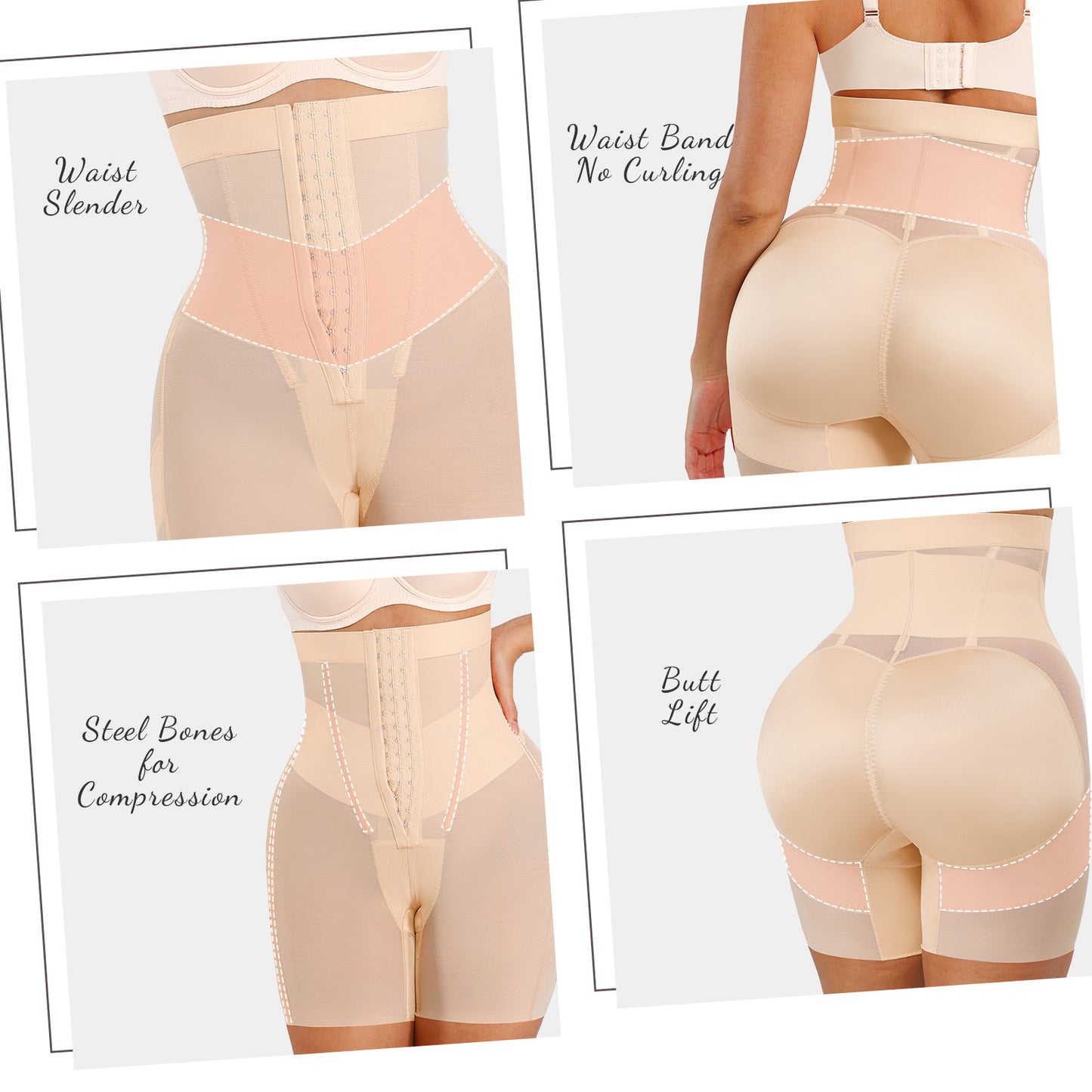 High-Waisted Shaping Briefs with Butt Lift & Core Control