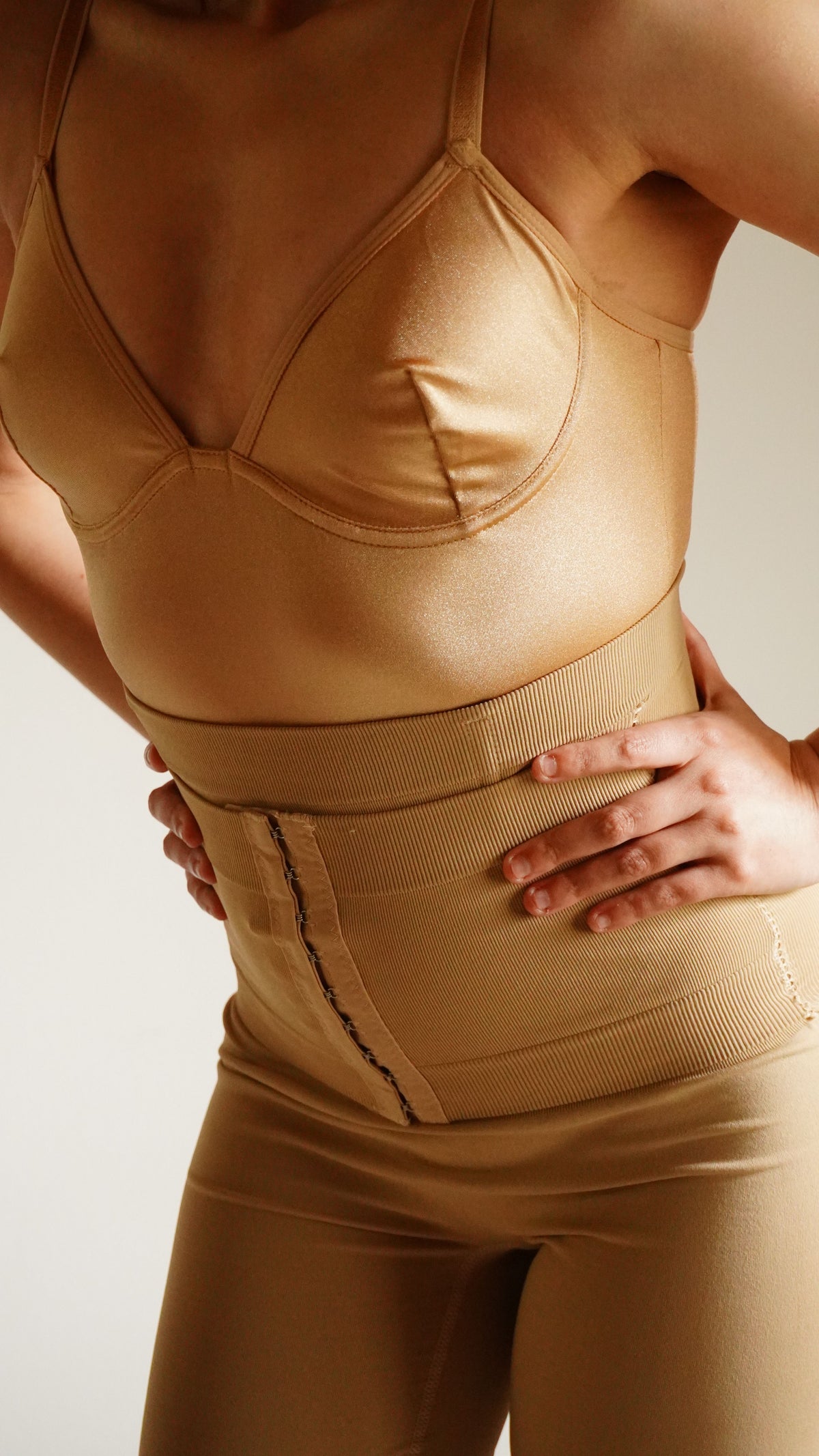 Woman wearing beige shapewear